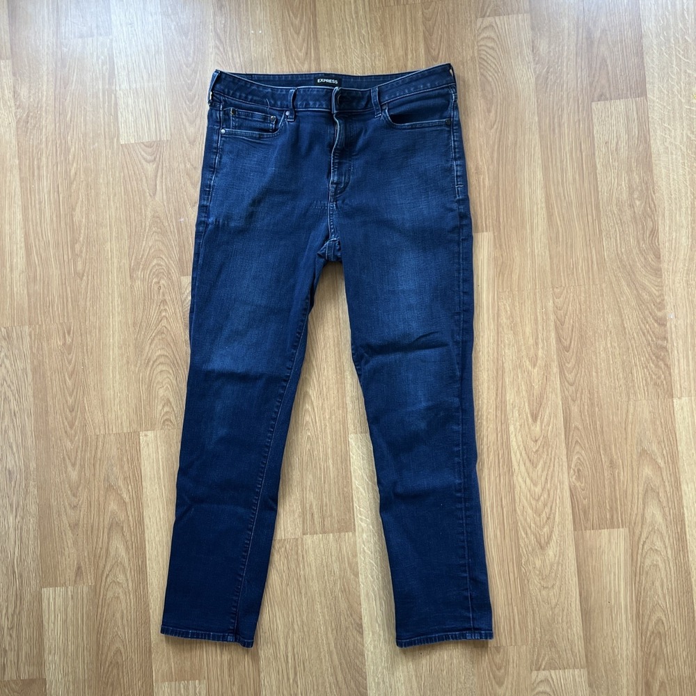 Express Mens‎ Jeans 36x34 Straight Dark Blue Stretchy Logo Classic Fits 36x30